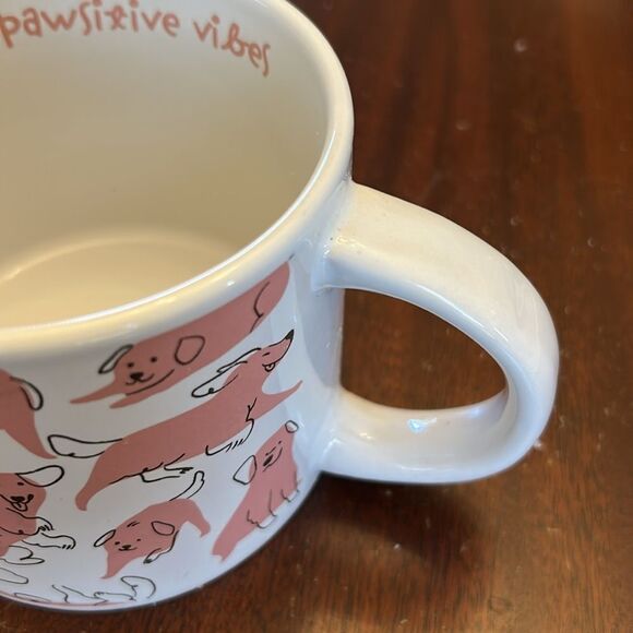 Clay Art Pawsitive Vibes white and pink Dog Mug - Picture 4 of 7
